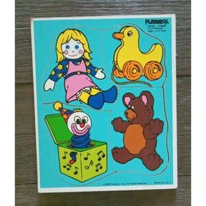 Vintage Playskool Wooden Puzzle 180-02 Playthings 4 Piece Ages 1-3 Years 1986
